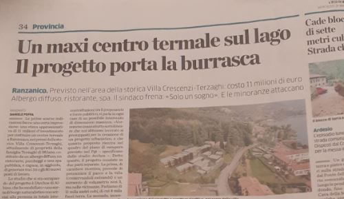 Dopo Agorà, anche l’Eco parla delle Terme di Ranzanico